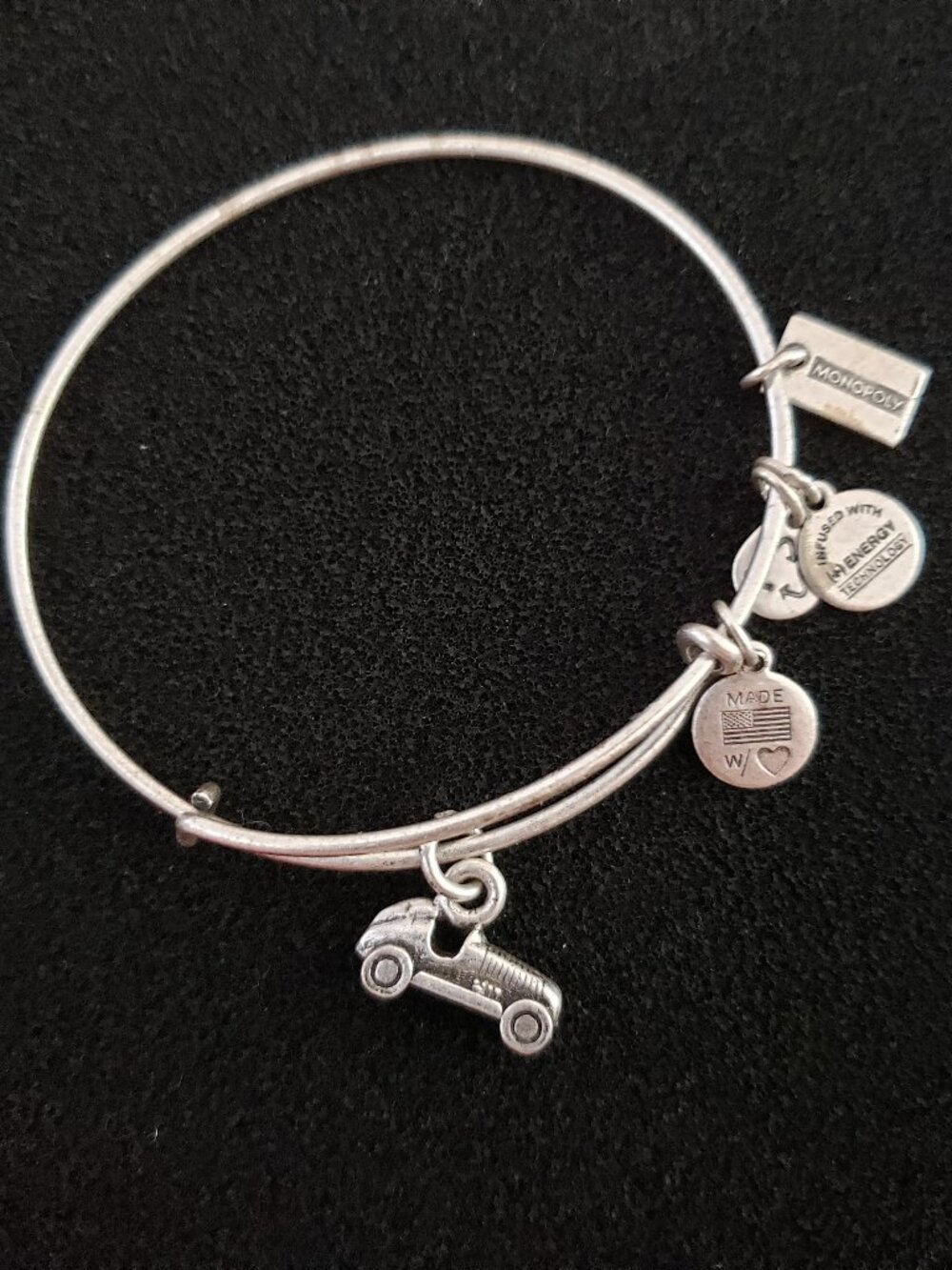 Alex and Ani Monopoly Game Car Silver Charm Bracelet Bangle 18
